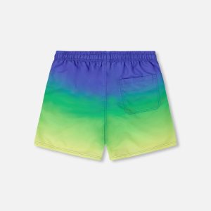 Men's Swim Trunks Blue, Green, And Lime Gradient - Image 4
