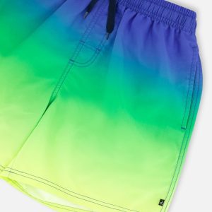 Men's Swim Trunks Blue, Green, And Lime Gradient - Image 5
