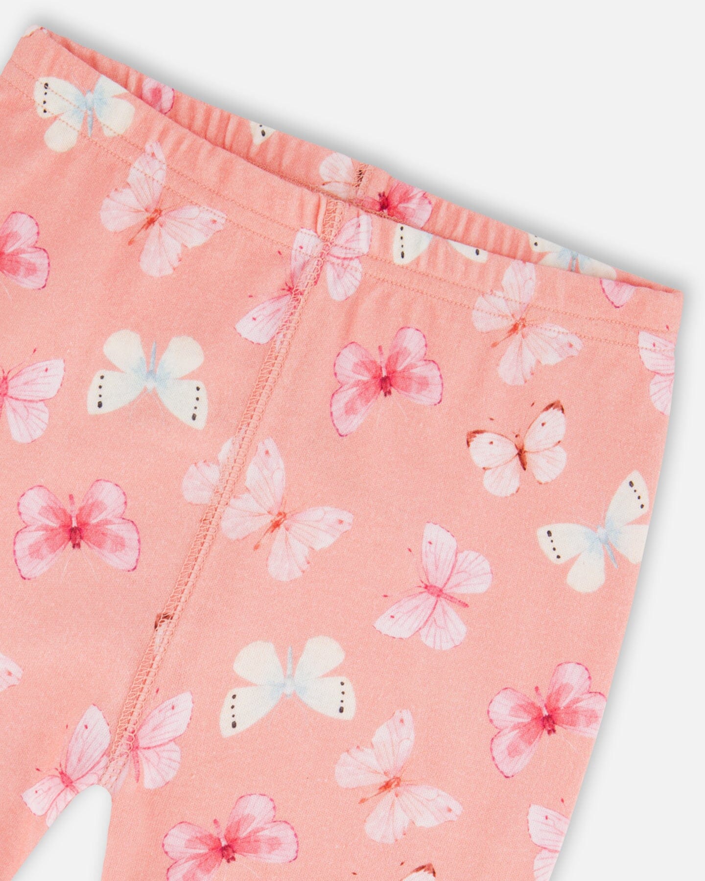 Organic Cotton Short Sleeve Top And Pant Pajama Set Pink And Blue Butterflies On Old Pink - Image 3