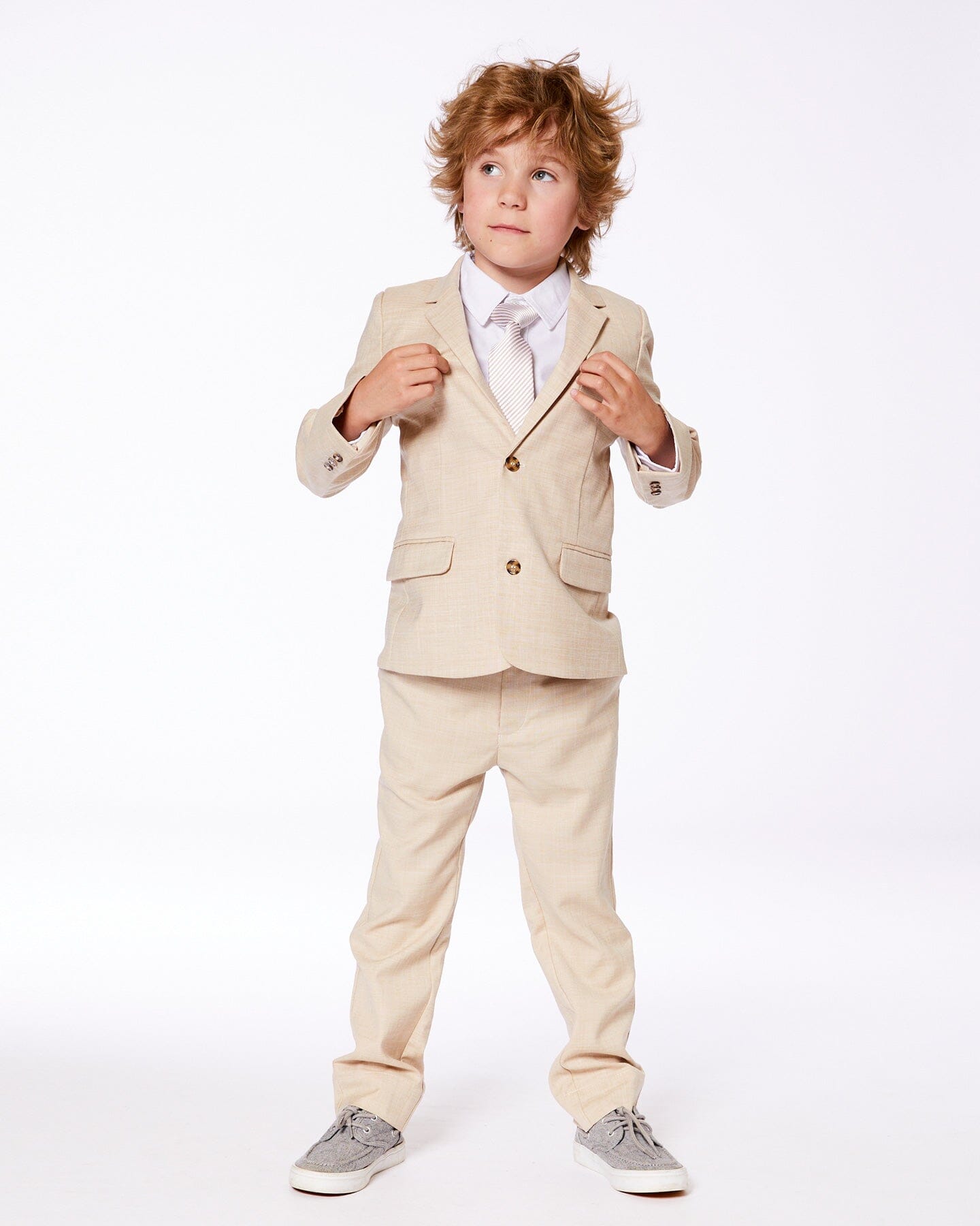 Neck Tie Light Taupe Striped - Image 3