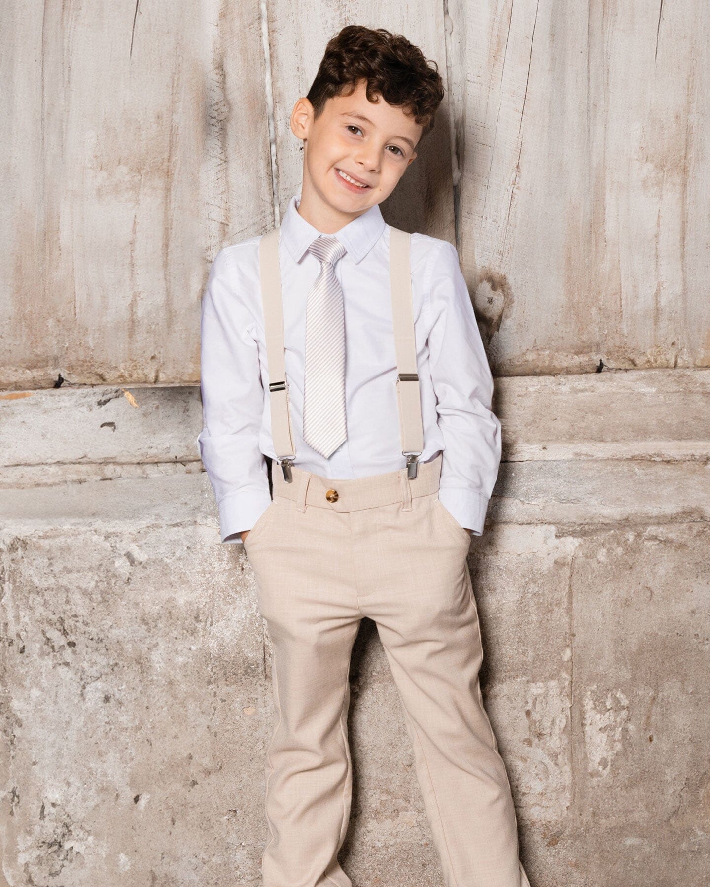 Neck Tie Light Taupe Striped - Image 2