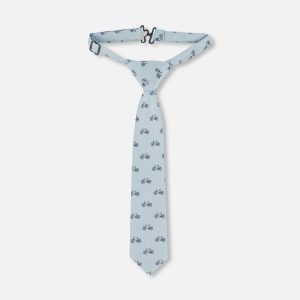 Neck Tie Pale Blue With Bicycle