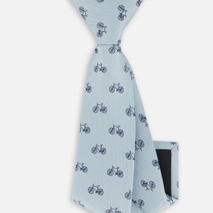 Neck Tie Pale Blue With Bicycle - Image 2