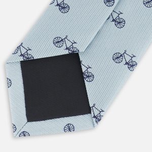 Neck Tie Pale Blue With Bicycle - Image 3