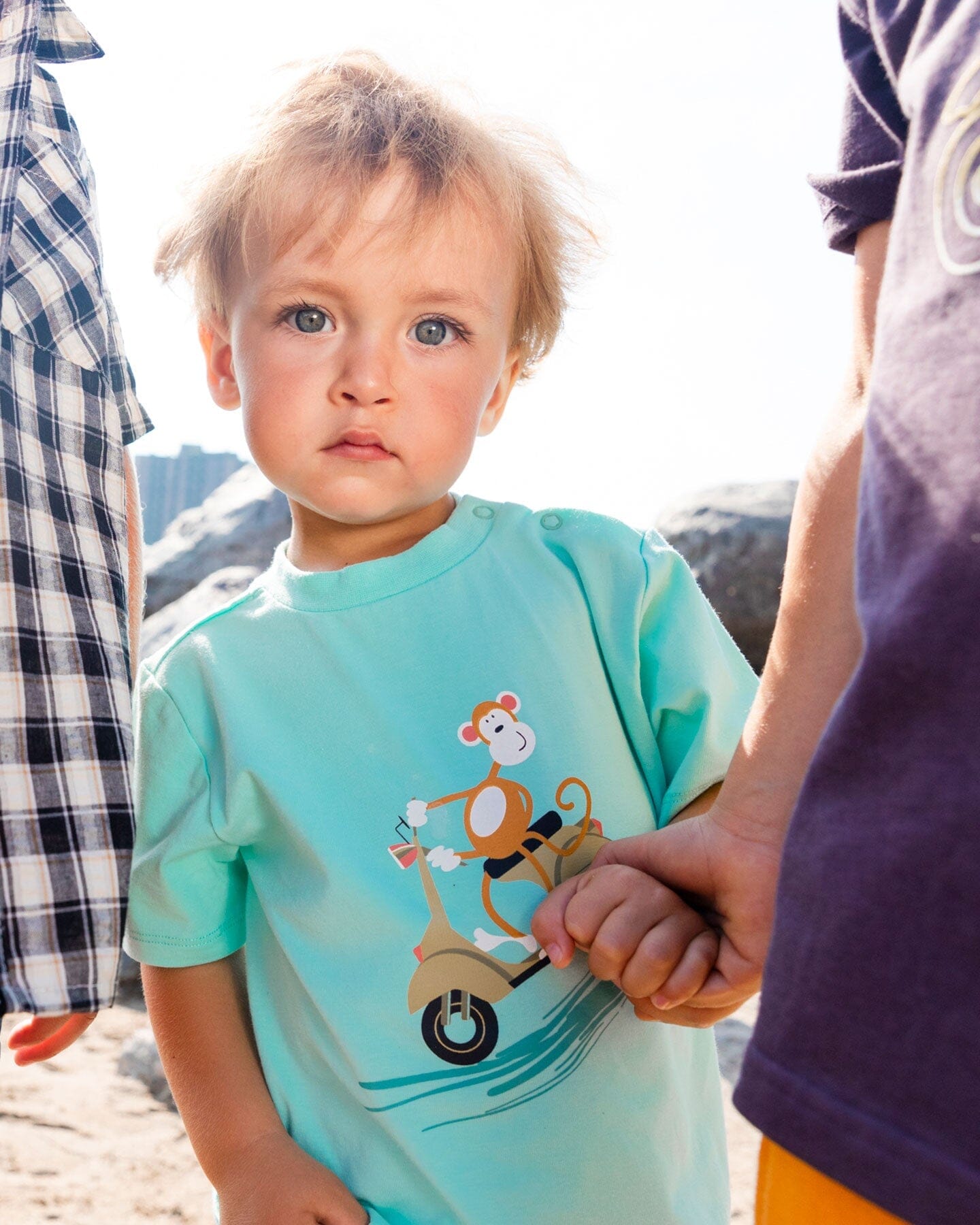 Two-Piece Top And Short Set Monkey On Navy And Turquoise Moped - Image 2