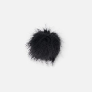 Black Fake Fur Pompom For Hat