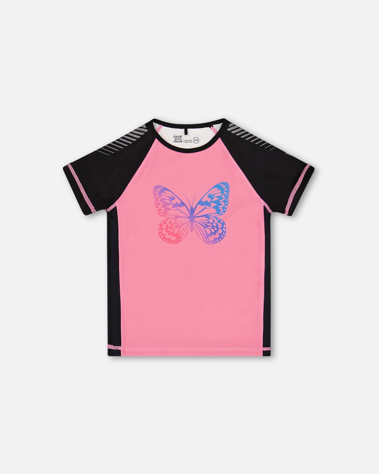 Printed Short Sleeve Athletic Top Pink With Butterflies - Image 10