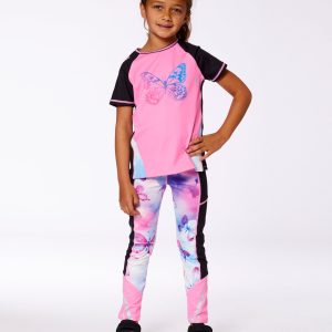 Alternative view of Printed Short Sleeve Athletic Top Pink With Butterflies