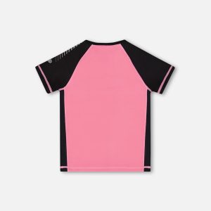 Printed Short Sleeve Athletic Top Pink With Butterflies - Image 3
