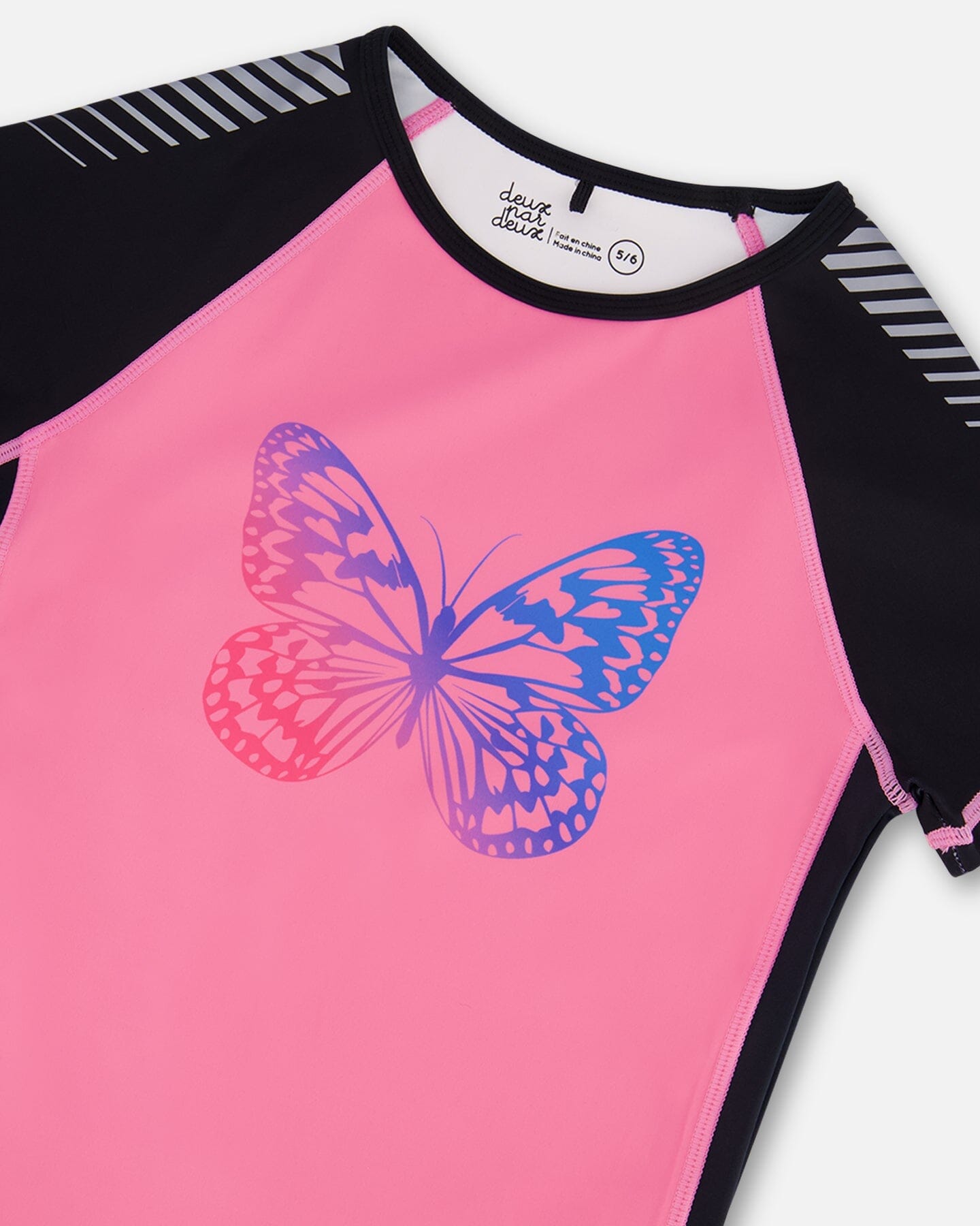 Printed Short Sleeve Athletic Top Pink With Butterflies - Image 4