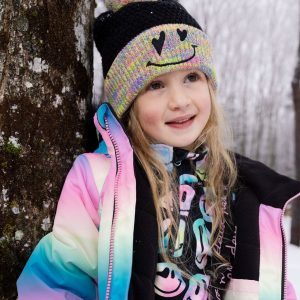 Lined Knit Hat With Pompom Black And Multicolor - Image 2
