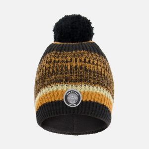 Lined Knit Pompom Hat Black And Brown - Image 7