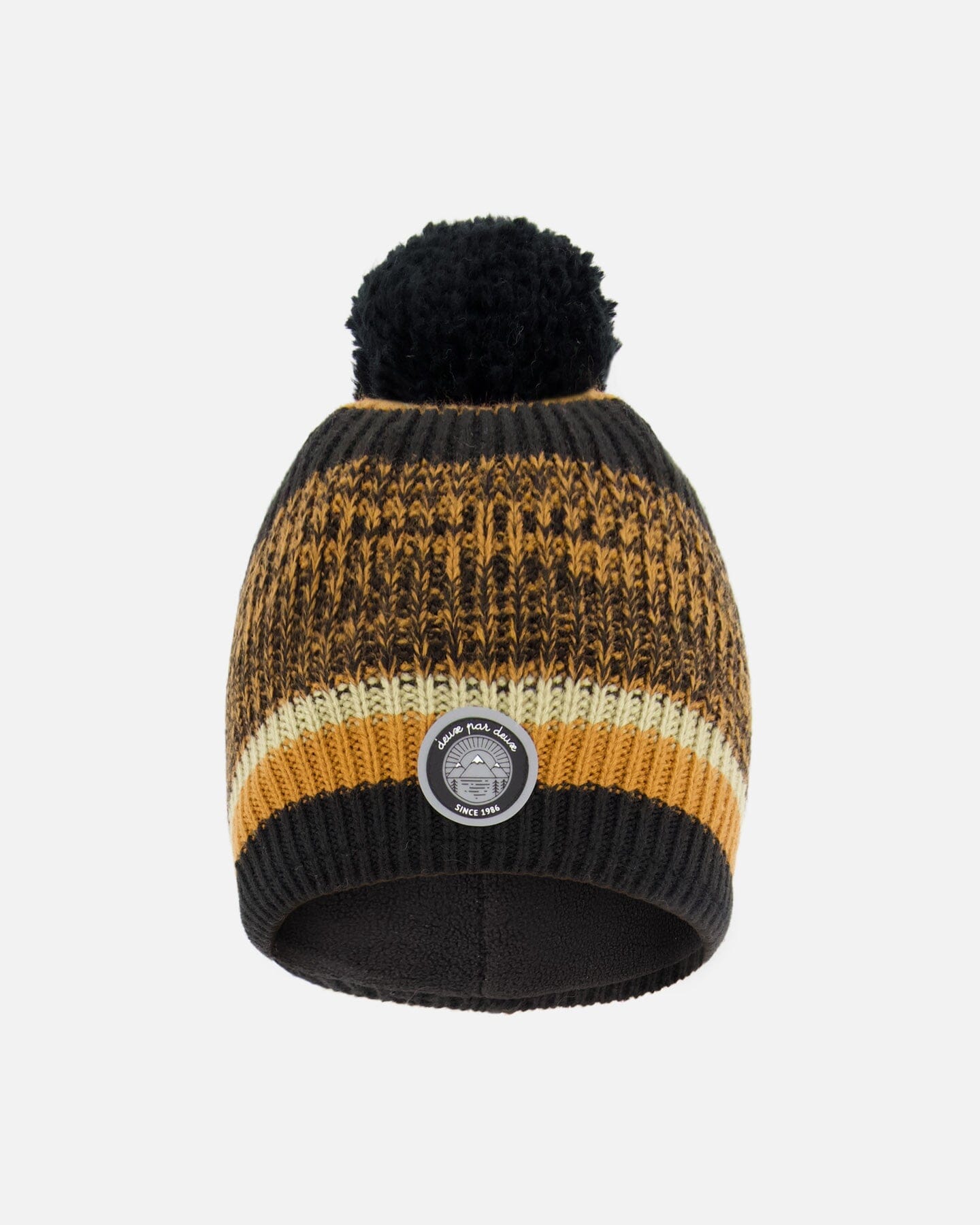 Lined Knit Pompom Hat Black And Brown - Image 8