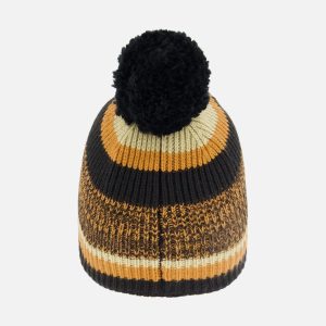 Lined Knit Pompom Hat Black And Brown - Image 3