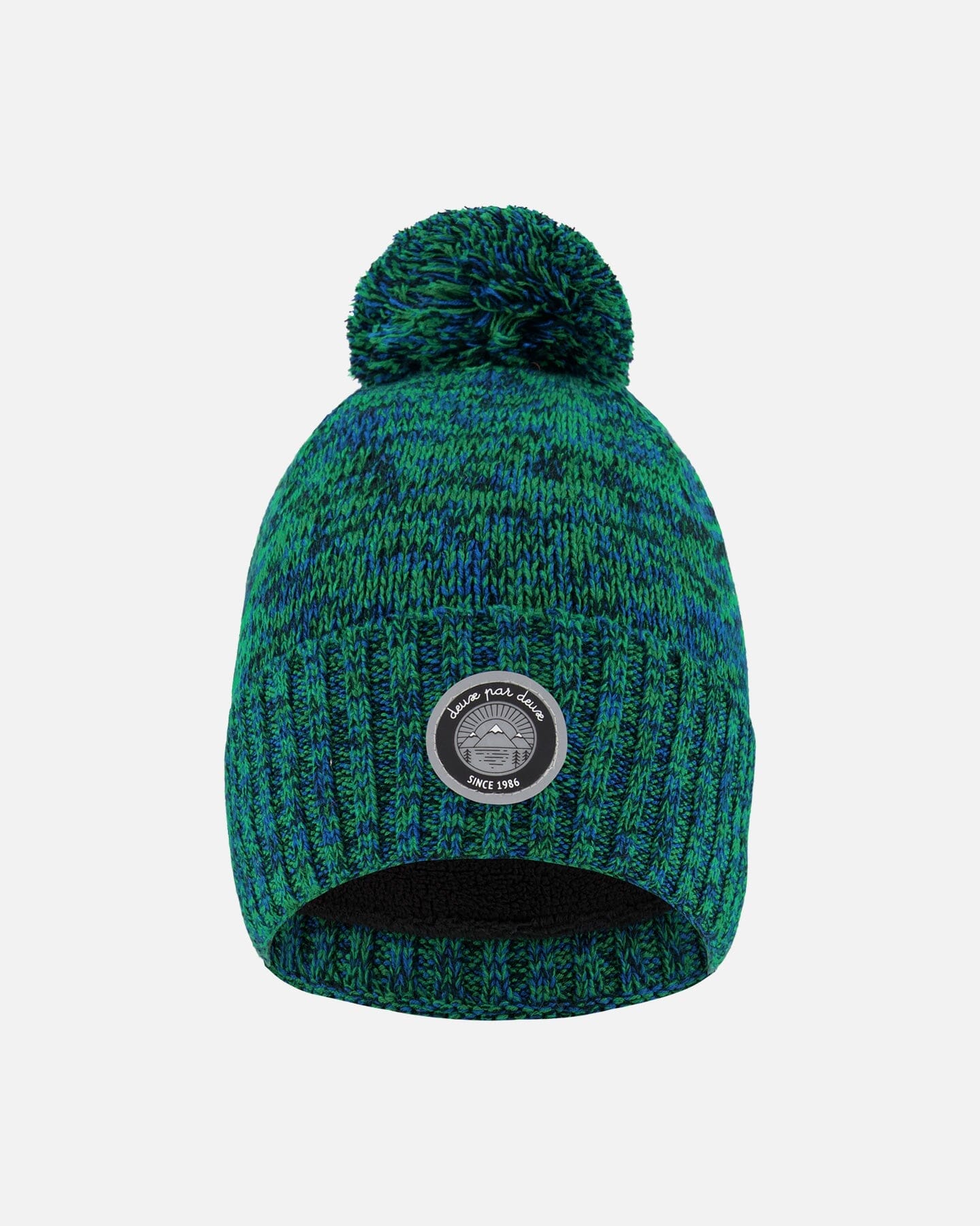 Lined Knit Pompom Hat Green And Blue - Image 8