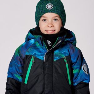 Alternative view of Lined Knit Pompom Hat Green And Blue