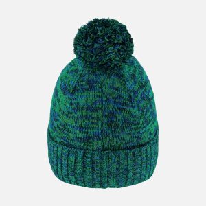 Lined Knit Pompom Hat Green And Blue - Image 3
