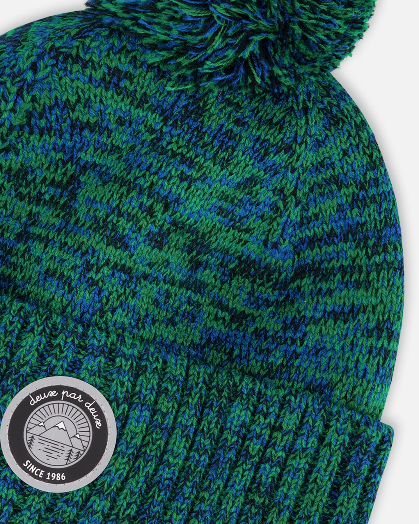 Lined Knit Pompom Hat Green And Blue - Image 4