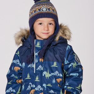 Lined Peruvian Knit Hat With Pompom Taupe And Navy - Image 3