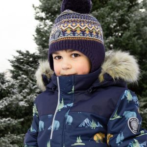 Alternative view of Lined Peruvian Knit Hat With Pompom Taupe And Navy