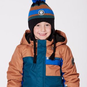 Lined Peruvian Knit Pompom Hat Black, Blue And Brown - Image 3
