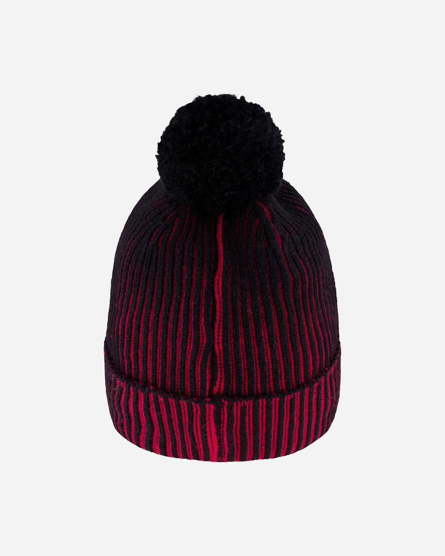 Lined Knit Pompom Hat Red And Black - Image 3
