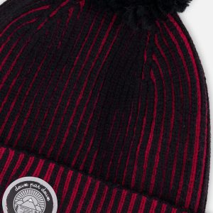 Lined Knit Pompom Hat Red And Black - Image 4