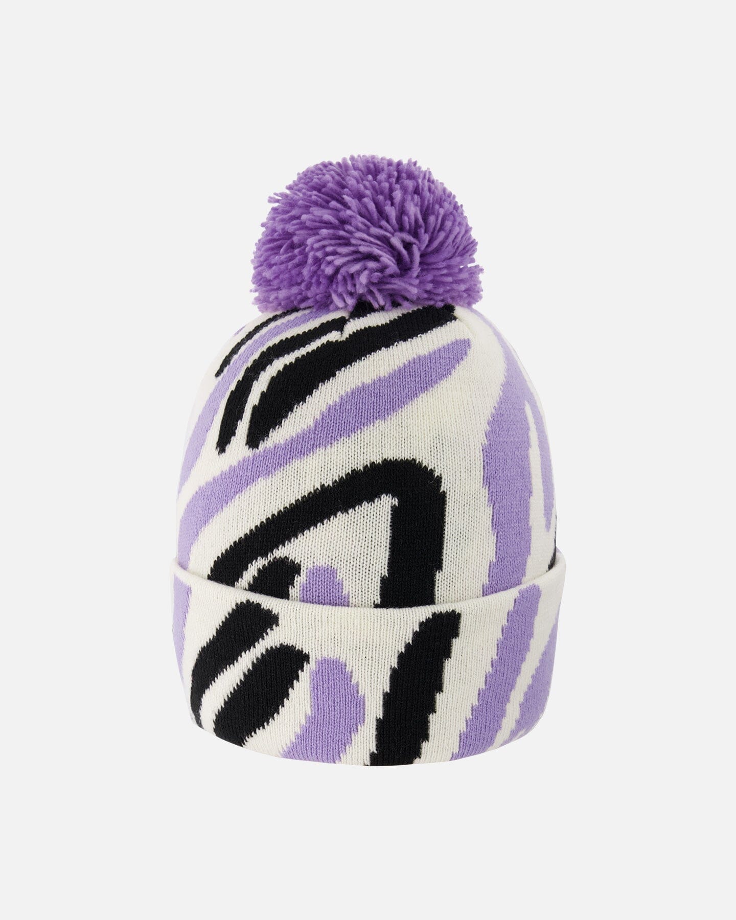 Lined Knit Pompom Hat Black, White And Lilac - Image 3