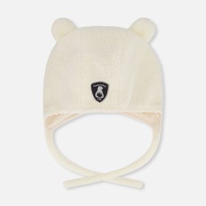 Lined Baby Sherpa Hat With Ear Flaps Off-White