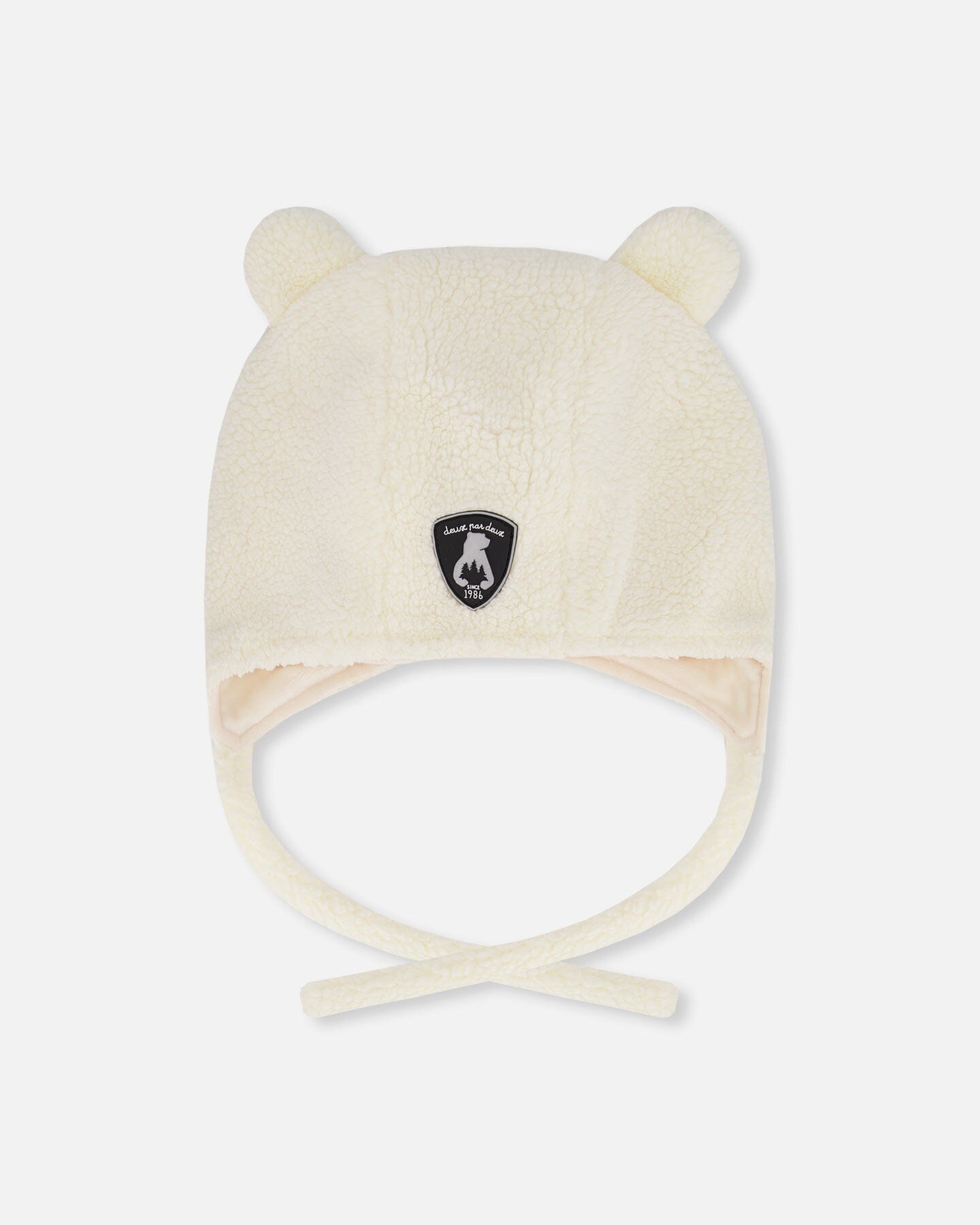Lined Baby Sherpa Hat With Ear Flaps Off-White - Image 8