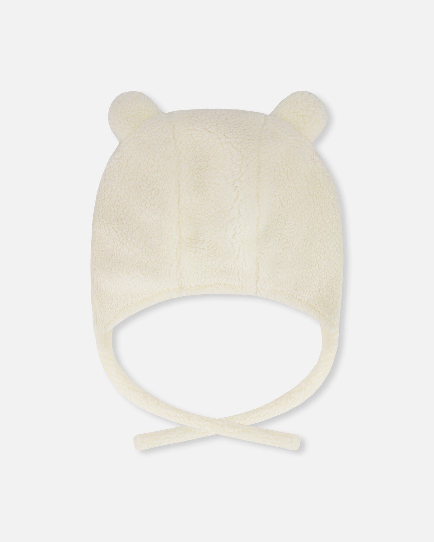Lined Baby Sherpa Hat With Ear Flaps Off-White - Image 2