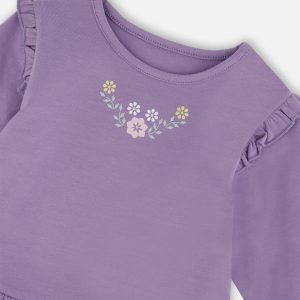 Alternative view of Bi-Material Dress With Muslin And Mesh Skirt Purple Gray