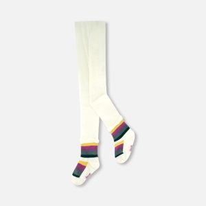 Striped Footed Knit Tights Off-White