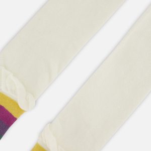 Striped Footed Knit Tights Off-White - Image 4