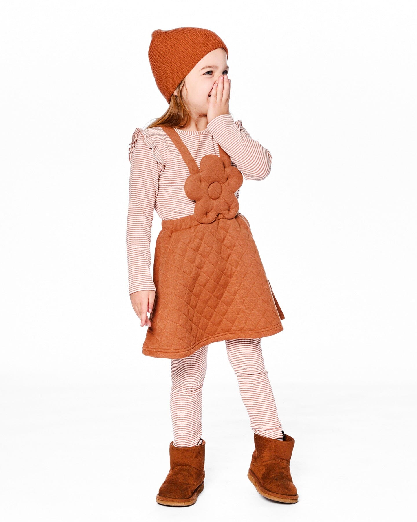 Quilted Overall Dress Mocha - Image 2