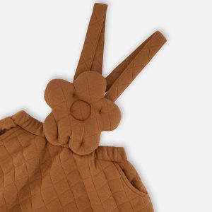 Quilted Overall Dress Mocha - Image 4