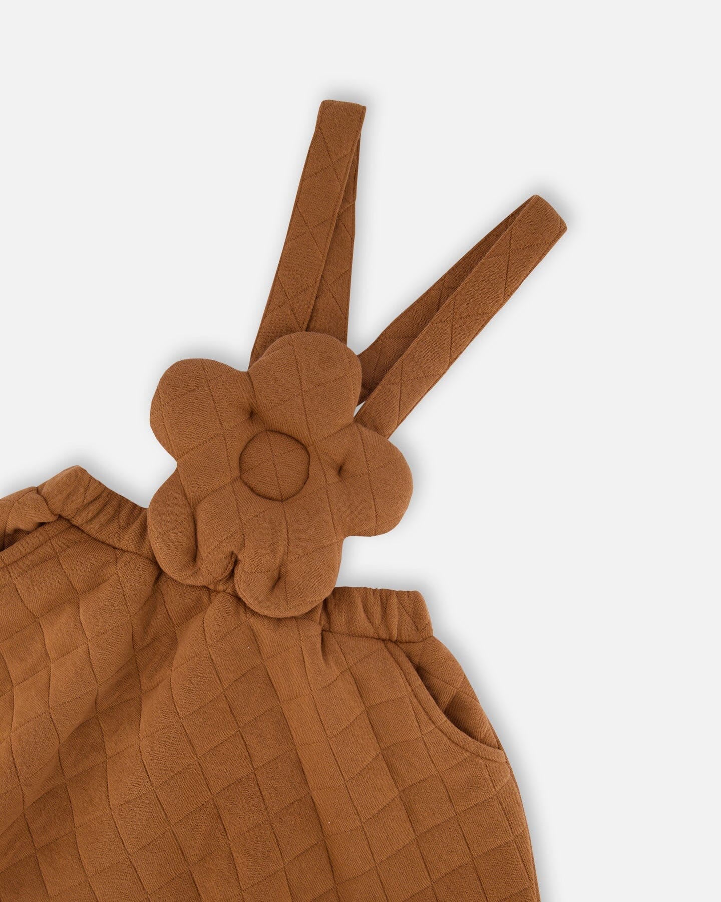 Quilted Overall Dress Mocha - Image 4