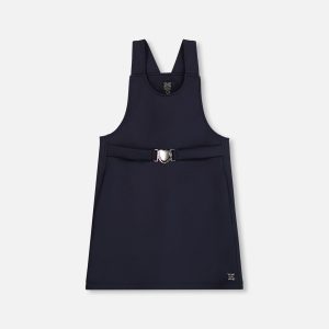Milano Jumper Dress Navy Blue With Buckle Detail - Image 10