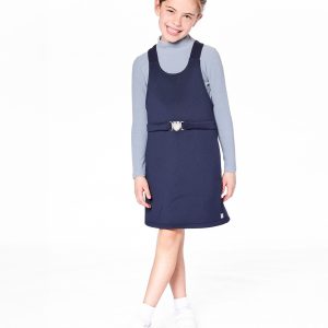 Milano Jumper Dress Navy Blue With Buckle Detail - Image 2