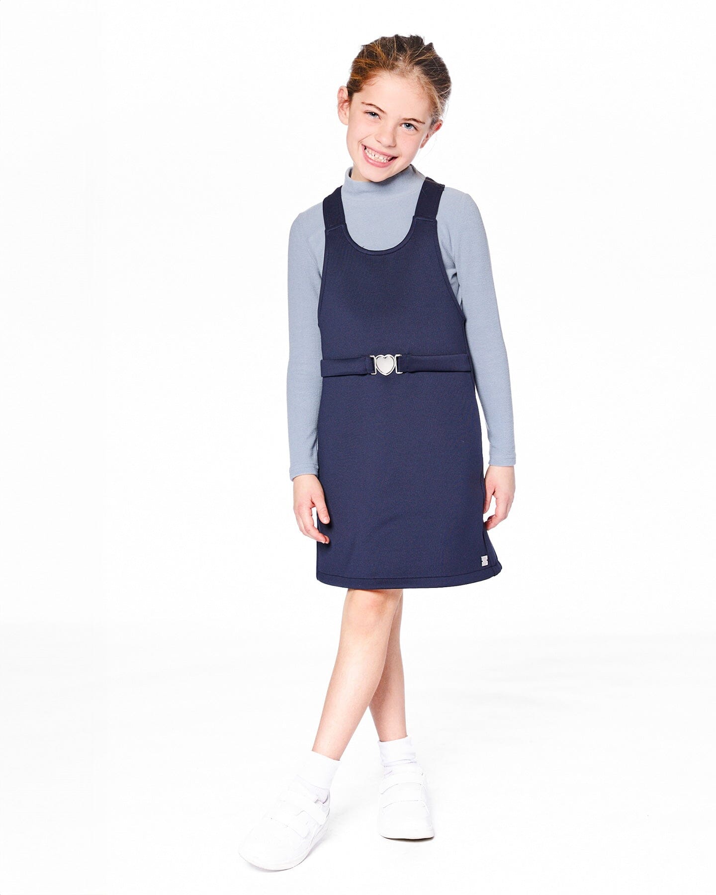 Milano Jumper Dress Navy Blue With Buckle Detail - Image 2