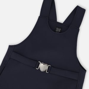 Milano Jumper Dress Navy Blue With Buckle Detail - Image 4