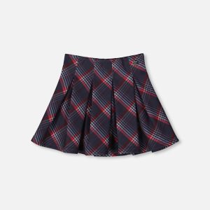 Pleated Milano Skirt Red And Navy Plaid