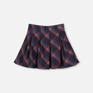 Pleated Milano Skirt Red And Navy Plaid - Image 3