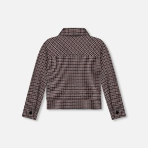 Jacquard Knit Jacket With Houndstooth Pattern - Image 3