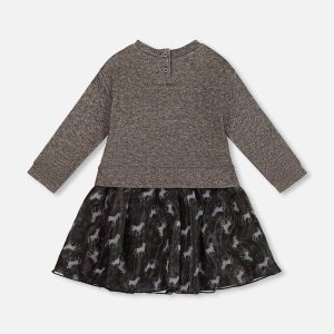 Bi-Material Dress Black With Mesh Skirt And Heart - Image 3