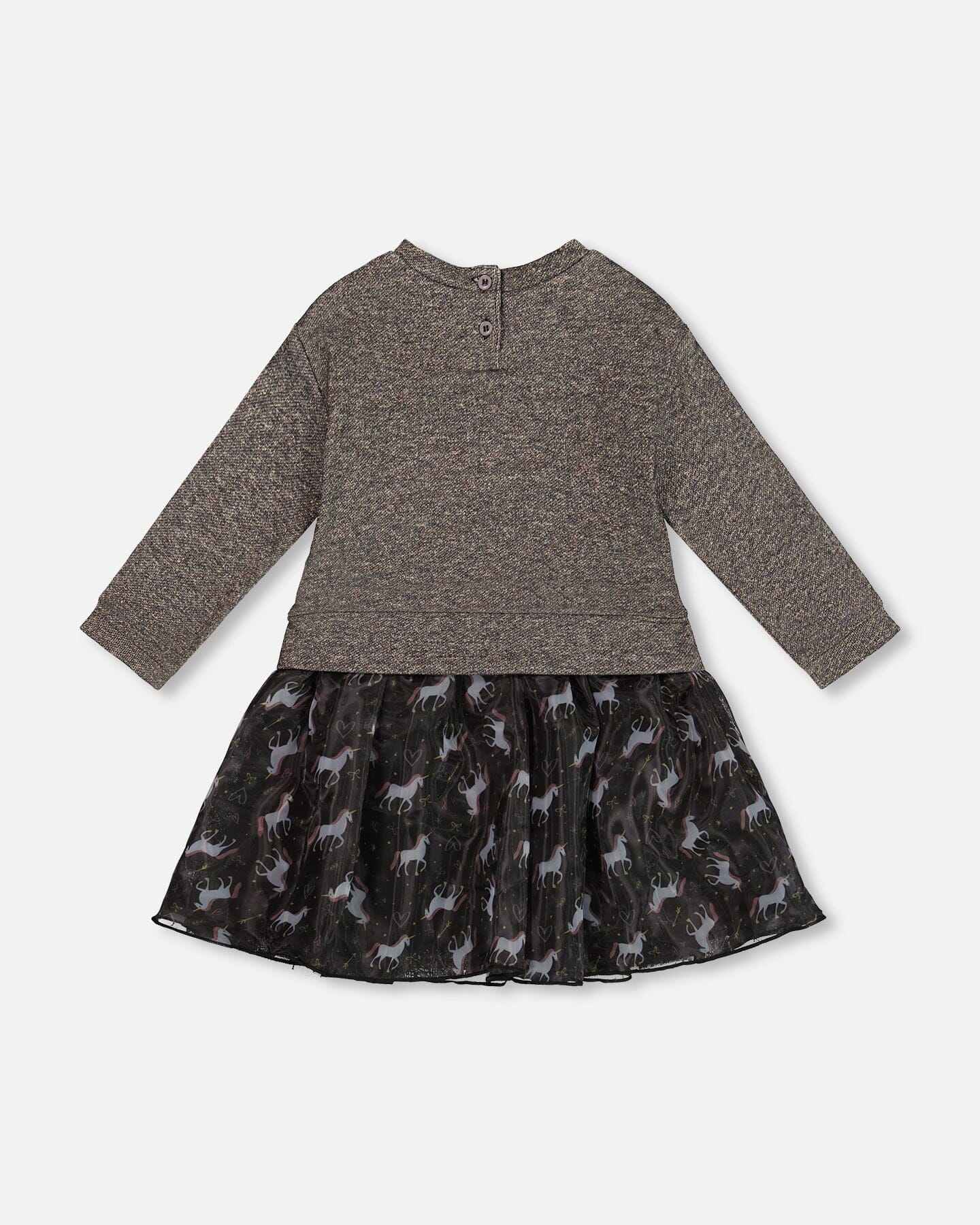 Bi-Material Dress Black With Mesh Skirt And Heart - Image 3