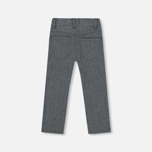 Stretch Jacquard Pants Grey Herringbone - Image 3