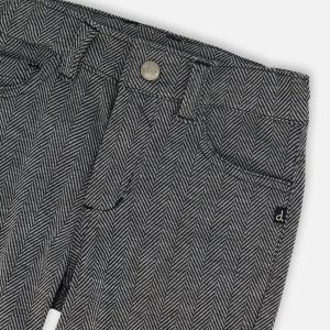 Stretch Jacquard Pants Grey Herringbone - Image 4