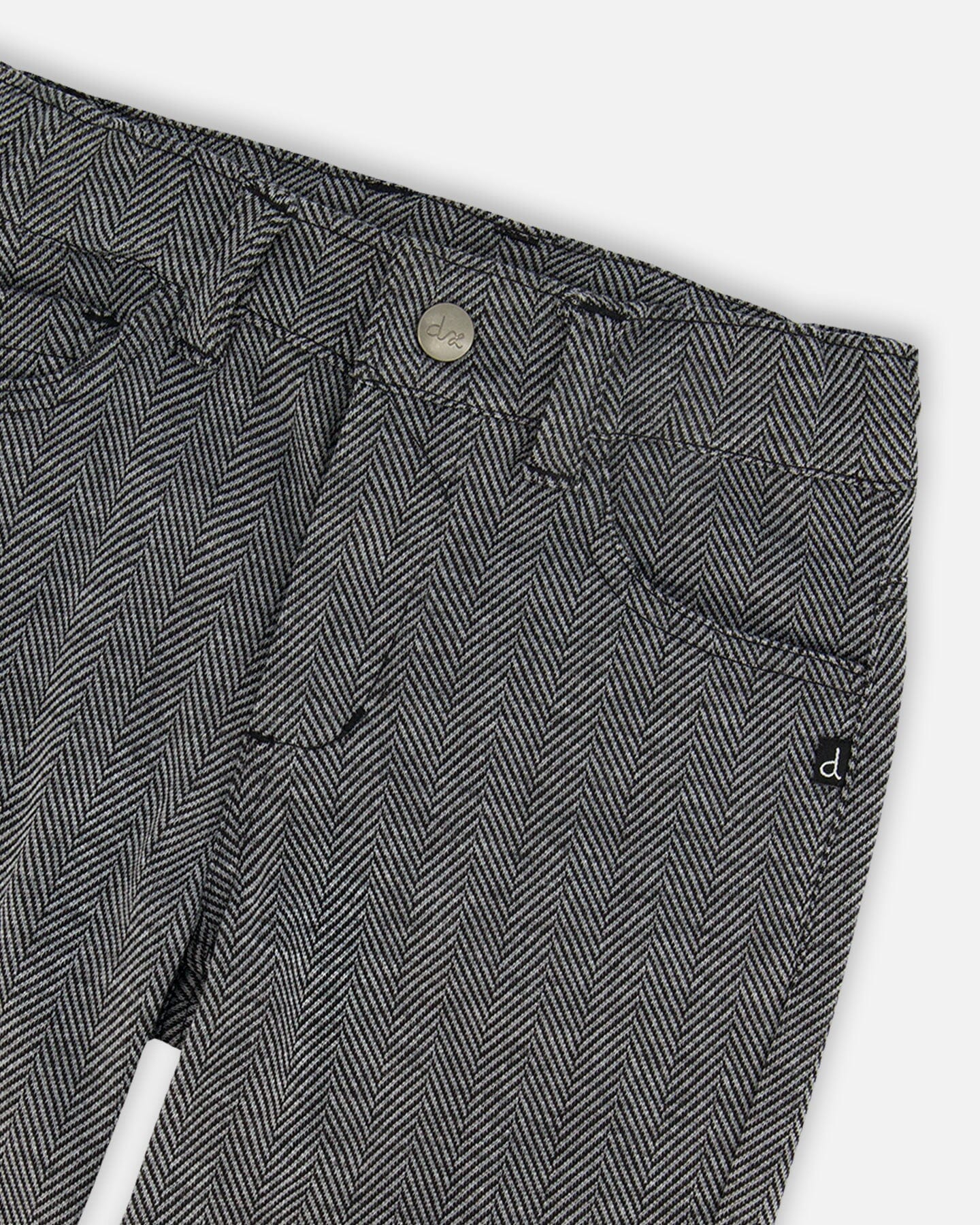 Stretch Jacquard Pants Grey Herringbone - Image 4