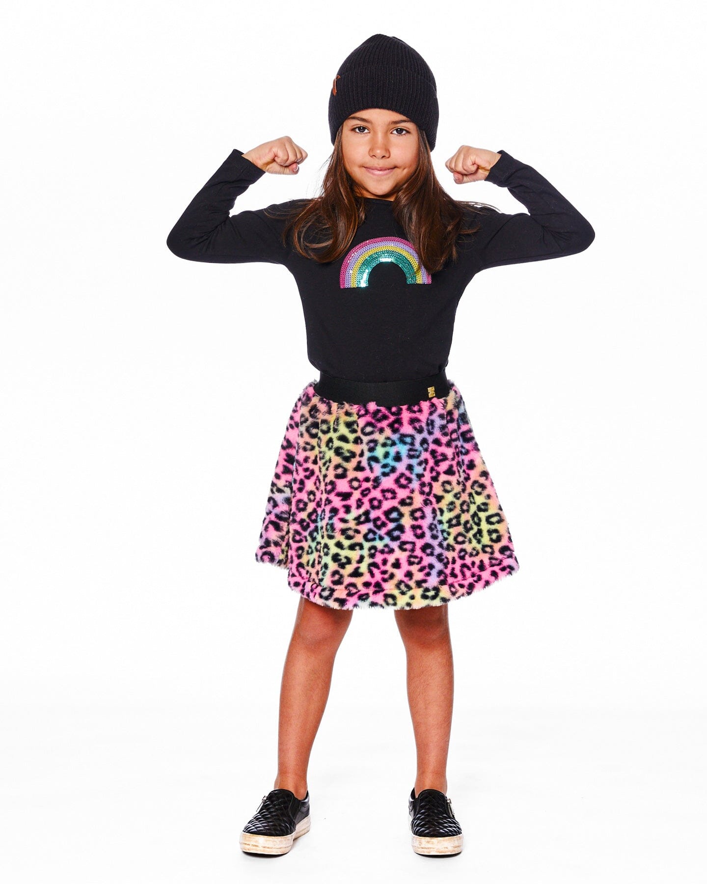 Faux Fur Skirt Multicolor Leopard - Image 2